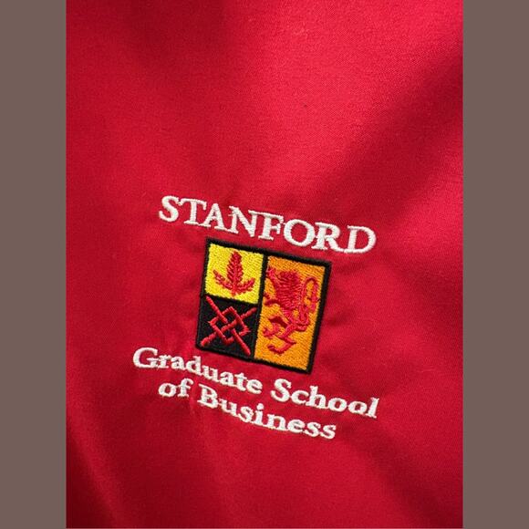 Vintage Tri-Mountain Red Stanford GSB Embroidered Zip Jacket Size M - Picture 4 of 5